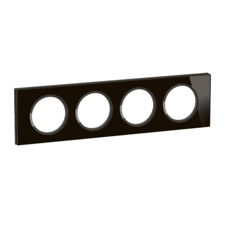Plaque de finition Céliane Legrand - 4 postes - Verre Onyx noir