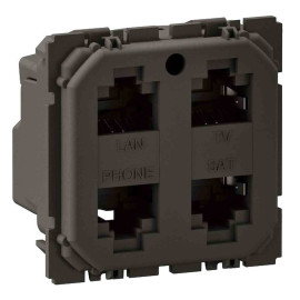 Prise quadruple RJ45 blindée Céliane Legrand - Cat.6 - STP - Mécanisme seul