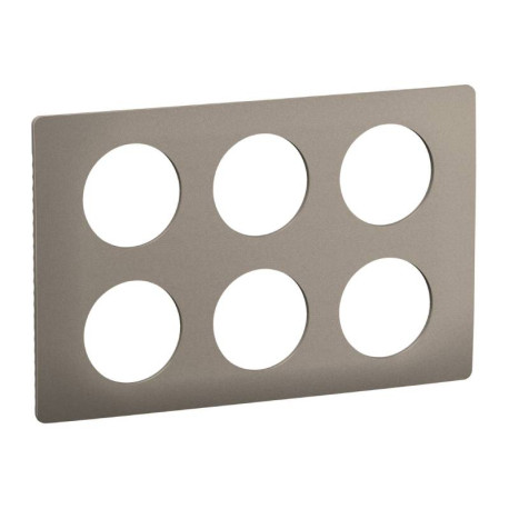 Plaque de finition Céliane Legrand - 2x3 postes - Acier satiné