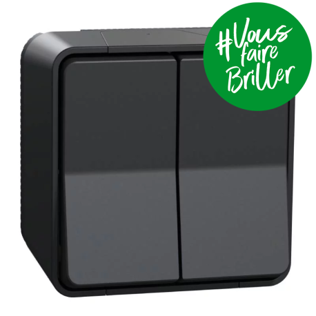 Double va et vient à connexion automatique IP55 IK08 - Saillie - Gris - Mureva Styl