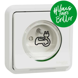 Prise de courant 2P+T renforcée IP55 IK08 Schneider Electric - Encastrée - Complet - Blanc - Mureva Styl