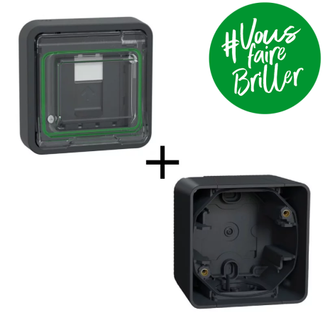 Pack prise RJ45 Mureva Styl Schneider Electric - Prise RJ45 + boîtier - Anthracite