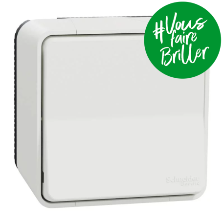 Bouton poussoir à connexion automatique IP55 IK08 - Saillie - Blanc - Mureva Styl
