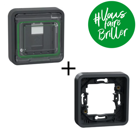 Pack prise RJ45 Mureva Styl Schneider Electric - Prise RJ45 + cadre - Anthracite