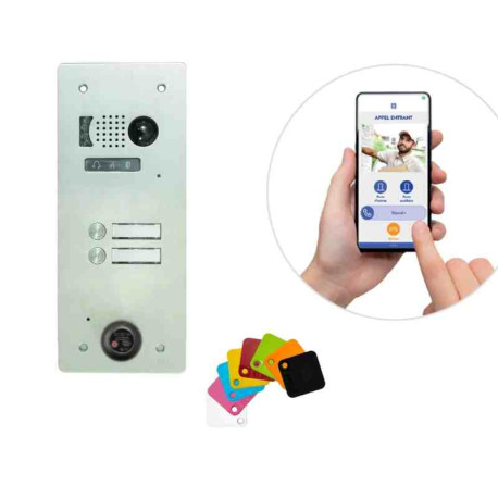 Kit interphone Tel2Voice 1 rangée 2 boutons Urmet - Contrôle d'accès Vigik+ préprogrammé