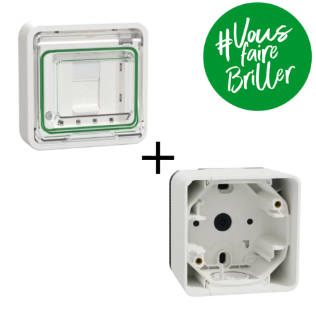 Schneider Electric MUR36027 Mureva Styl, Doppia presa di corrente, precablata, 2P+T, Standard FR, 16A, IP55, Collegamento rapido, Bianco Mureva Styl - sporgente - IP55 - IK08 - Bianco