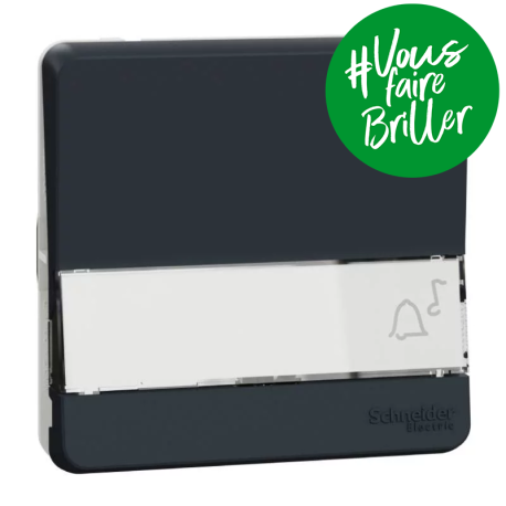 Bouton-poussoir porte-etiquette IP55 IK08 - Composable - Gris - Mureva Styl
