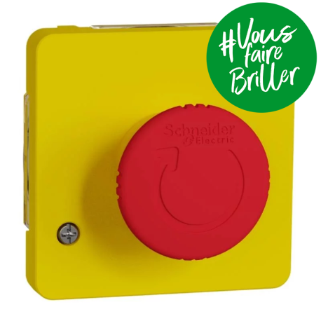 Arrêt d'urgence 1/4 tour IP55 IK07- Composable - Jaune - Mureva Styl