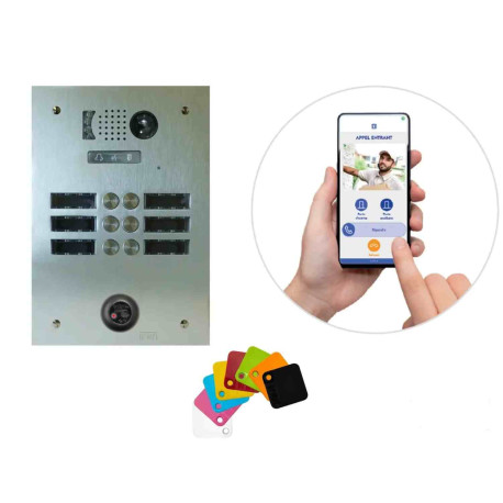 Kit interphone Tel2Voice 2 rangées 6 boutons Urmet - Contrôle d'accès Vigik+ préprogrammé