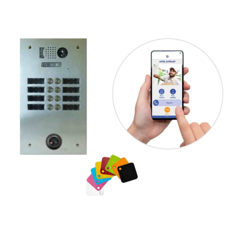 Kit interphone Tel2Voice 2 rangées 8 boutons Urmet - Contrôle d'accès Vigik+ préprogrammé