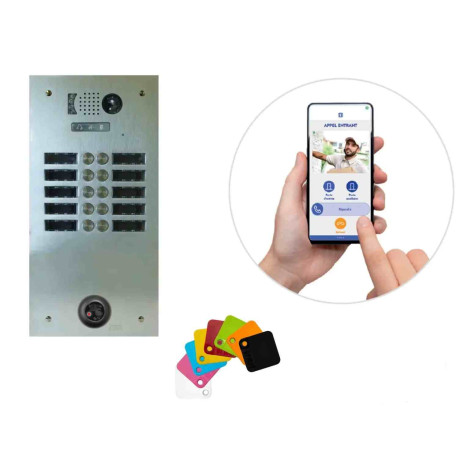 Kit interphone Tel2Voice 2 rangées 10 boutons Urmet - Contrôle d'accès Vigik+ préprogrammé