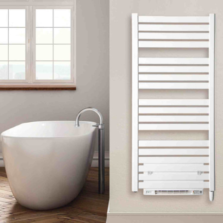 Sèche-serviettes inertie fluide Lamelys soufflant EcoSens Neomitis - 700+1000 W - Blanc - Connectable