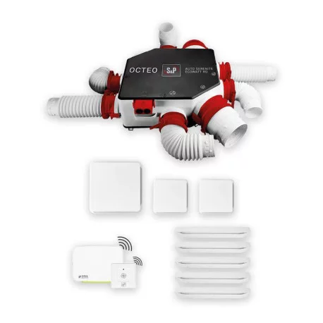 Kit VMC simple flux Radio Ecowatt spécial QAI Unelvent - à partir de 7.3 WThC - 6 sanitaires