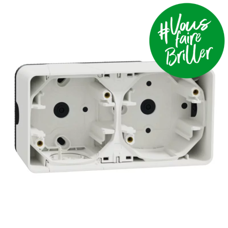 Boîte 2 postes IP55 IK08 - En saillie- Blanc - Mureva Styl