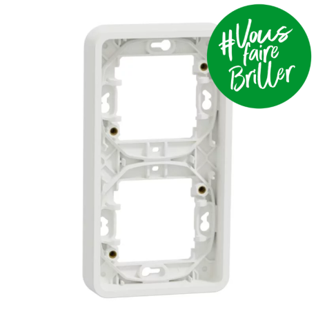 Cadre 2 postes vertical IP55 IK07 - Encastré - Blanc - Mureva Styl