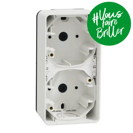 Boite 2 postes vertical IP55 IK07 - En saillie - Blanc - Mureva Styl