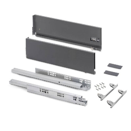 Kit pour tiroir extérieur Vertex Emuca - Réglage 3D - H.178mm - P.450mm - Anthracite