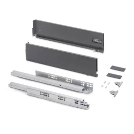 Kit pour tiroir extérieur Vertex Emuca - Réglage 3D - H.131mm - P.450mm - Anthracite
