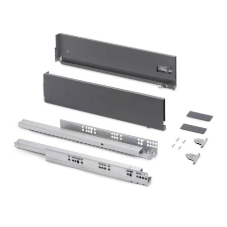 Kit pour tiroir extérieur Vertex Emuca - Réglage 3D - H.131mm - P.450mm - Anthracite