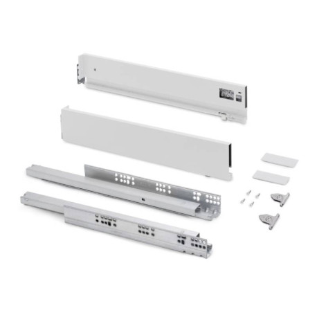 Kit pour tiroir extérieur Vertex Emuca - Réglage 3D - H.93mm - P.550mm - Blanc