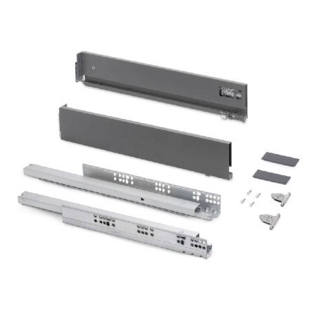 Kit pour tiroir extérieur Vertex Emuca - Réglage 3D - H.93mm - P.550mm - Anthracite