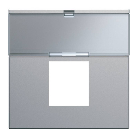 Enjoliveur prise RJ45 avec porte étiquette Hager Gallery - 2 modules - Titane