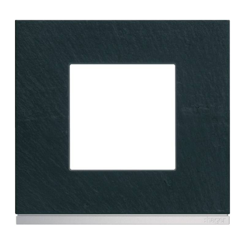 Plaque De Finition Hager Gallery 2 Postes Horizontal – Entraxe 71 Mm, Couleur Gris/noir, WXP0212