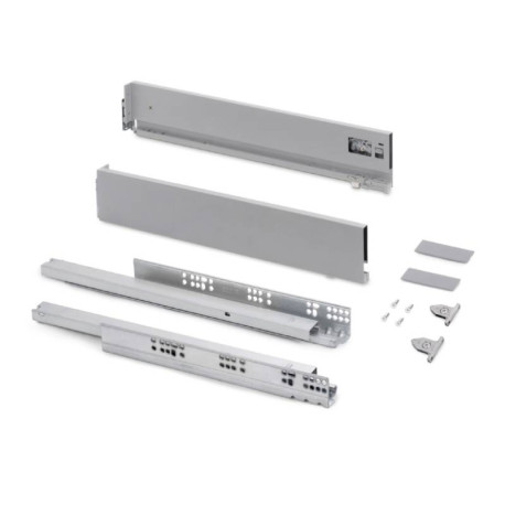 Kit pour tiroir extérieur Vertex Emuca - Réglage 3D - H.93mm - P.500mm - Alu