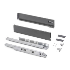 Kit pour tiroir extérieur Vertex Emuca - Réglage 3D - H.93mm - P.500mm - Anthracite