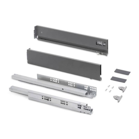 Kit pour tiroir extérieur Vertex Emuca - Réglage 3D - H.93mm - P.500mm - Anthracite