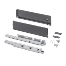 Kit pour tiroir extérieur Vertex Emuca - Réglage 3D - H.131mm - P.350mm - Anthracite