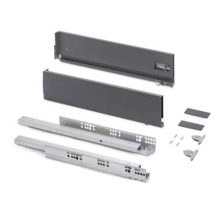 Kit pour tiroir extérieur Vertex Emuca - Réglage 3D - H.131mm - P.350mm - Anthracite