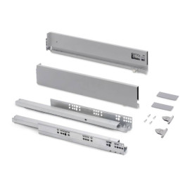 Kit pour tiroir extérieur Vertex Emuca - Réglage 3D - H.93mm - P.450mm - Alu
