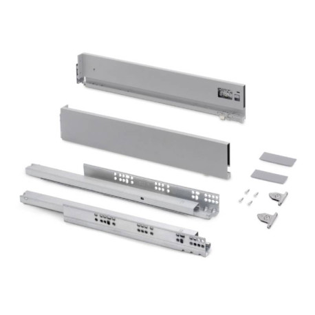 Kit pour tiroir extérieur Vertex Emuca - Réglage 3D - H.93mm - P.450mm - Alu