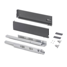 Kit pour tiroir extérieur Vertex Emuca - Réglage 3D - H.131mm - P.300mm - Anthracite