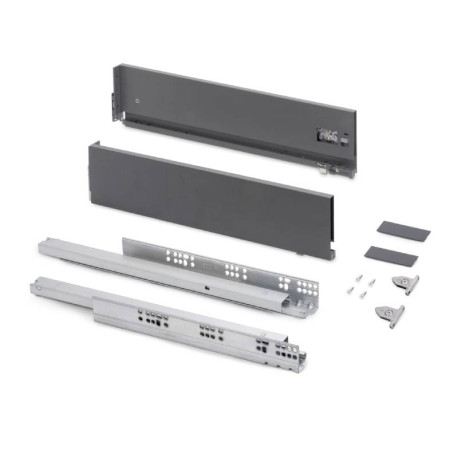 Kit pour tiroir extérieur Vertex Emuca - Réglage 3D - H.131mm - P.300mm - Anthracite