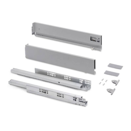 Kit pour tiroir extérieur Vertex Emuca - Réglage 3D - H.93mm - P.400mm - Alu