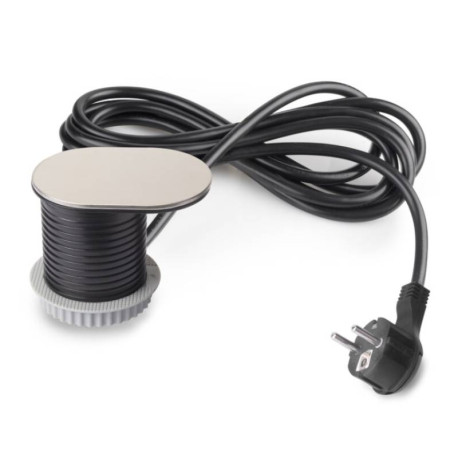 Multiprise encastrable Vertikal Flat 60 Emuca - 1 prise Schuko + USB A & C - Inox