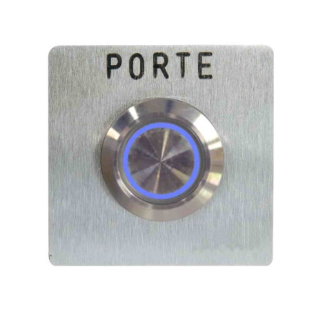 Bouton poussoir lumineux sortie Urmet - NO/NF - Marquage "porte" - Inox