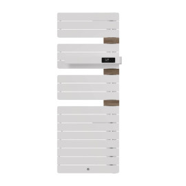 Sèche-serviettes connecté Allure 4 Thermor - Mât à droite - 750W - Blanc et entretoises chêne clair