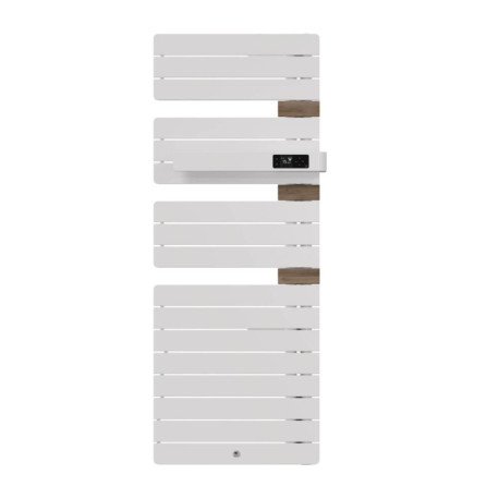 Sèche-serviettes connecté Allure 4 Thermor - Mât à droite - 750W - Blanc et entretoises chêne clair