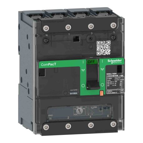Disjoncteur TM-D ComPacT NSXmH Schneider - 16A - 4P4D - 70kA - Borne à cosses