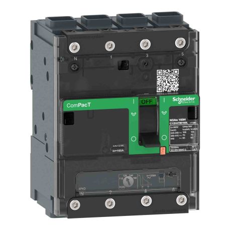 Disjoncteur TM-D ComPacT NSXmH Schneider - 125A - 4P4D - 70kA - Borne Everlink