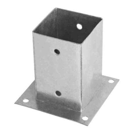Boite de 10 pieds à boulonner ING Fixations - Pour poteau 90 X 90mm - H.150mm - Zingué blanc