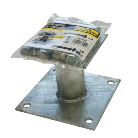 Boite de 10 pieds de poteau fixes ING Fixations - 48x150mm - Zingué blanc - Avec fixations