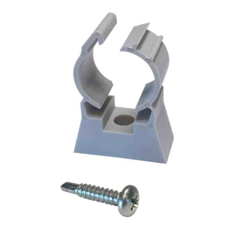 Boite de 100 fixations simples Rapid-Tube + vis ING Fixations - Ø 20mm - Polyamide - Gris