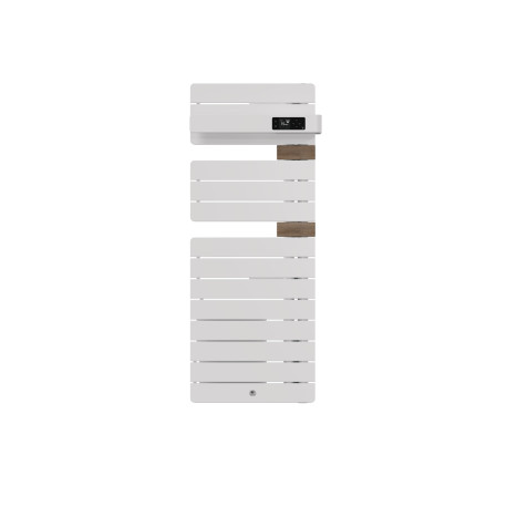 Sèche-serviettes connecté Allure 4 Thermor - Étroit - Mât à droite - 500+1000W - Blanc brillant/Entretoises chêne clair