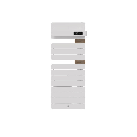Sèche-serviettes connecté Allure 4 Thermor - Étroit - Mât à droite - 500+1000W - Blanc mat/Entretoises chêne clair