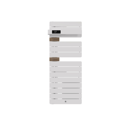 Sèche-serviettes connecté Allure 4 Thermor - Étroit - Mât à gauche - 500+1000W - Blanc mat/Entretoises chêne clair