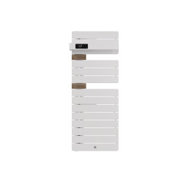Sèche-serviettes connecté Allure 4 Thermor - Étroit - Mât à gauche - 500W - Blanc brillant/Entretoises chêne clair